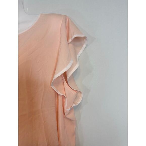 Calvin Klein Peachy Pink Keyhole Neck Flutter Sleeve Pullover Blouse Size L - Picture 4 of 7